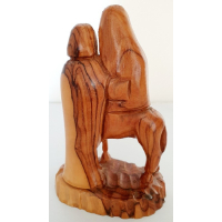 Houten beeldje, Jozef, Maria en Jezus op een ezeltje